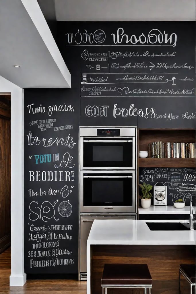 Creative backsplash writable surface family kitchen