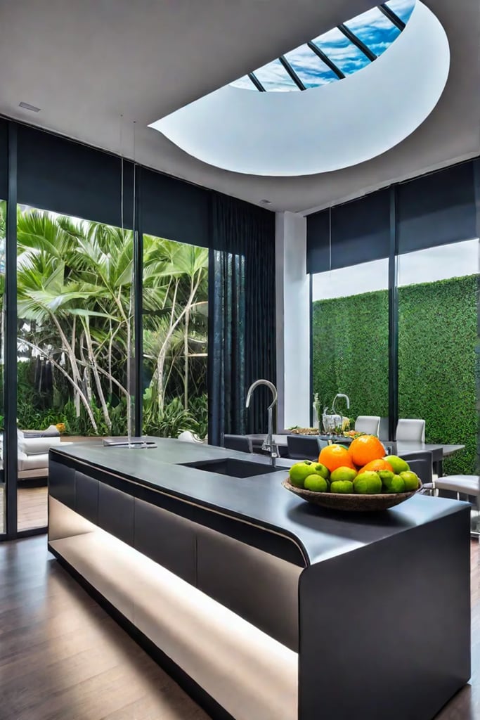 Curved kitchen island for openconcept kitchen