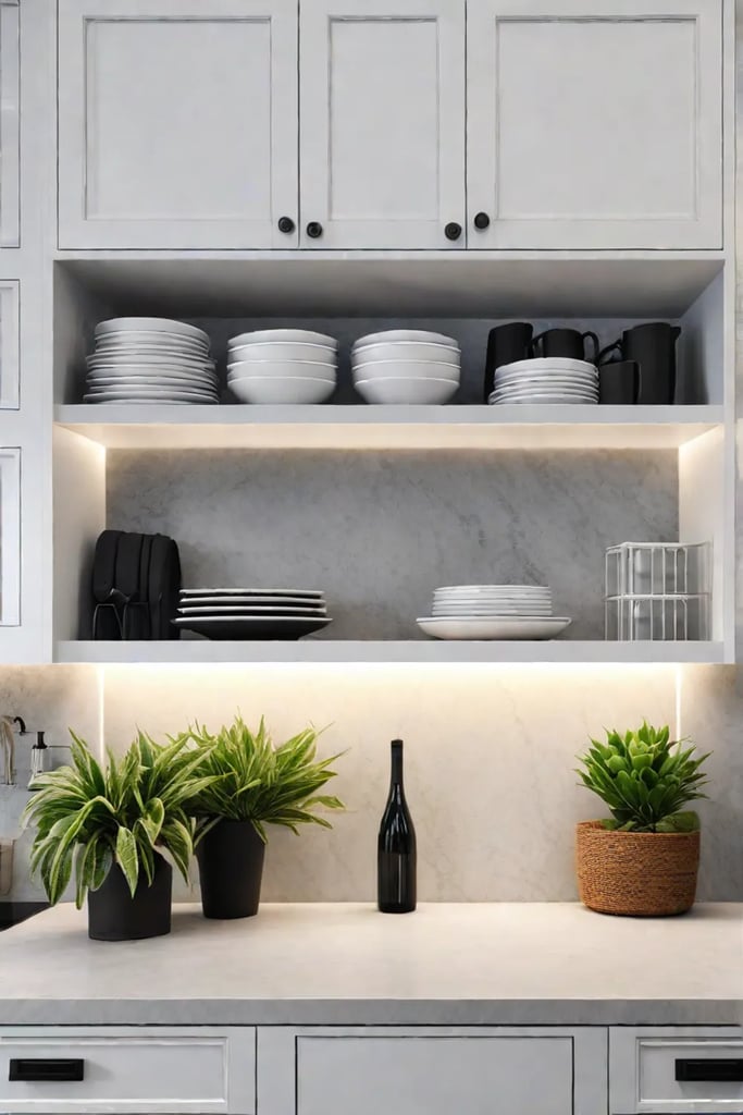 Decorative storage open shelves