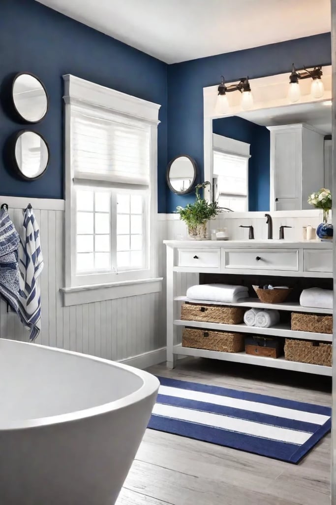 Familyfriendly coastal bathroom playful accents