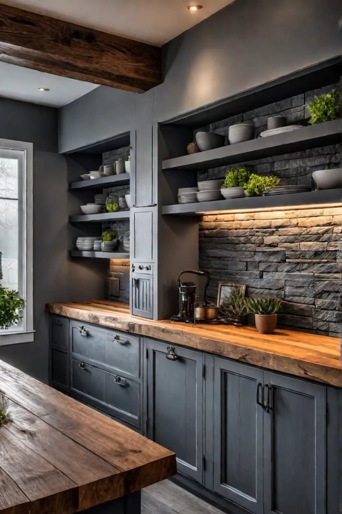 Farmhouse kitchen with durable slate backsplash