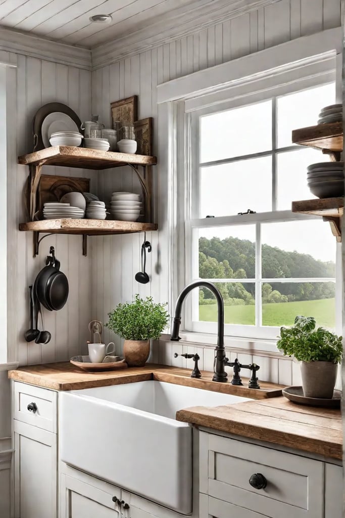 Farmhouse sink in a sunlit kitchen