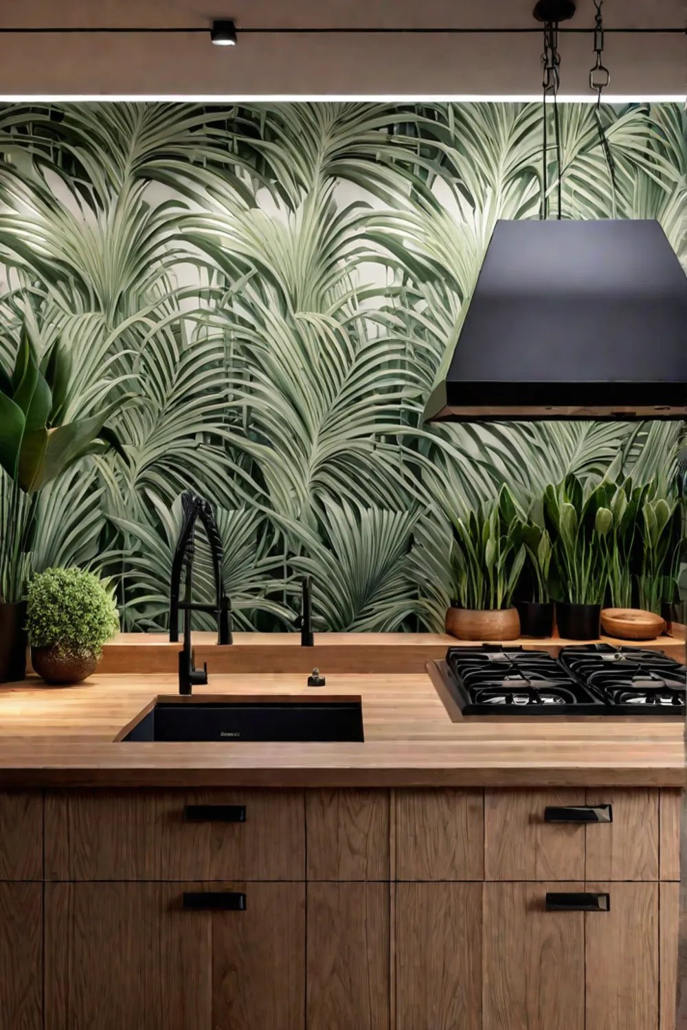 Floral backsplash country kitchen