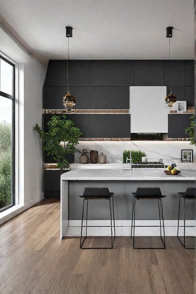 Holistic kitchen lighting design with natural and artificial light