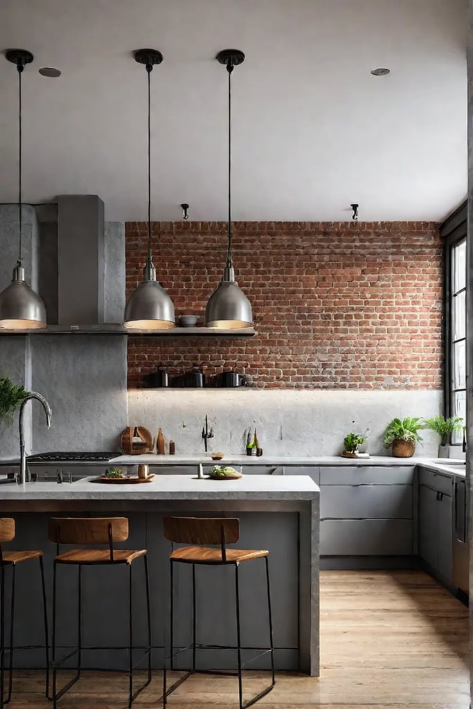 Industrial kitchen backsplash concrete