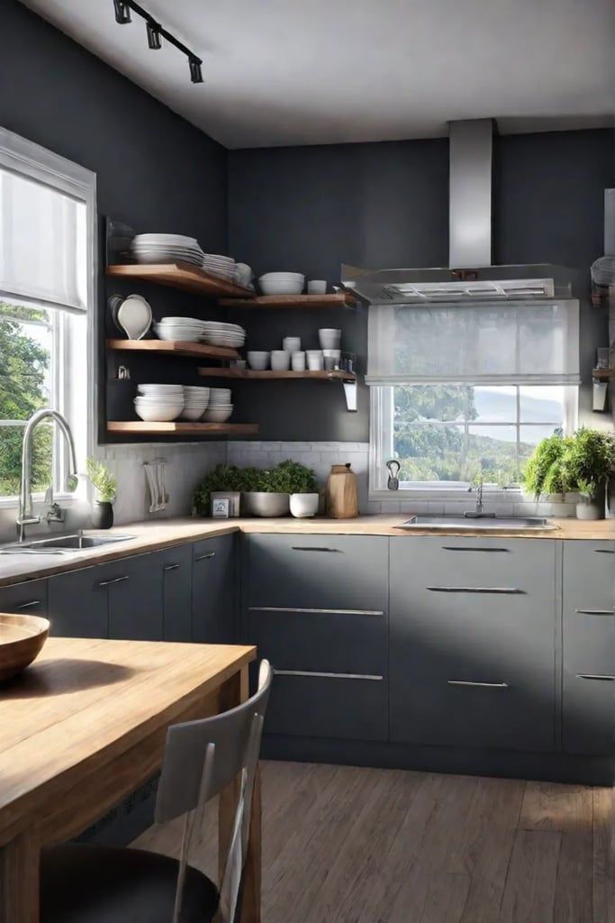 Kidfriendly kitchen zone with low shelves and labeled containers