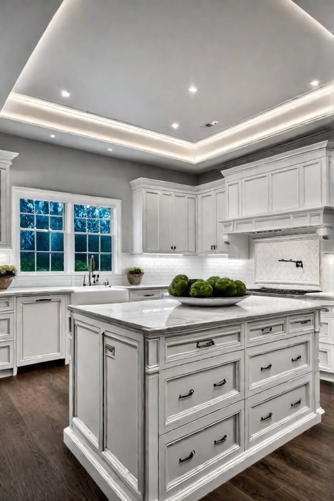 Kitchen cabinet upgrade with crown molding