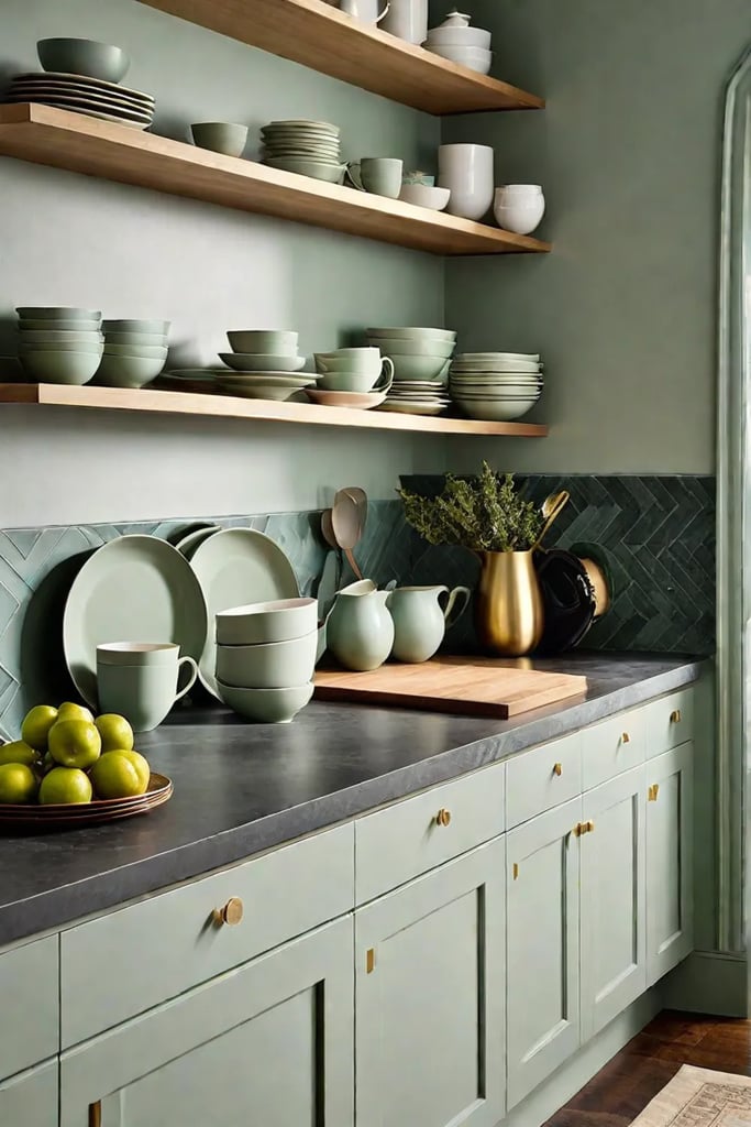 Kitchen renovation with painted cabinets and open shelves