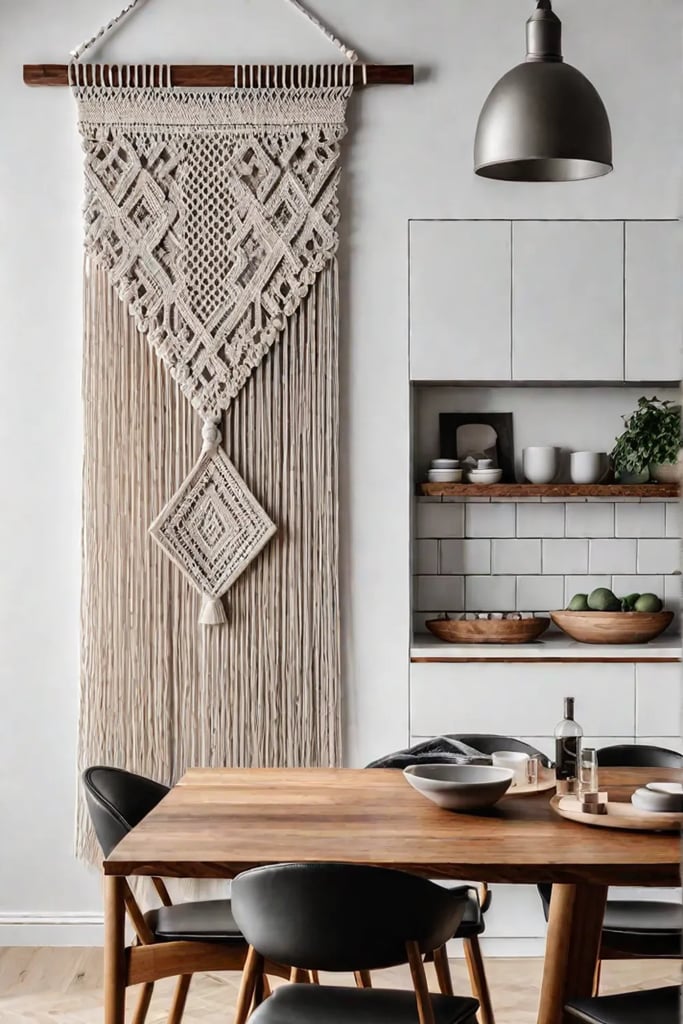 Kitchen wall decor ideas with textile art