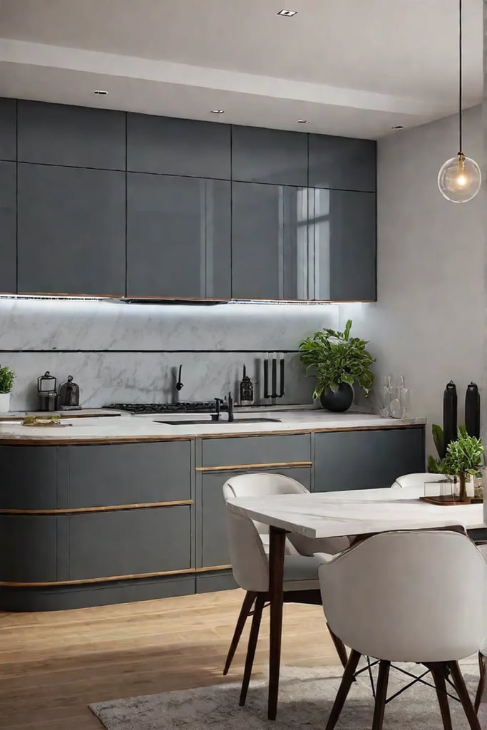 Kitchen with recessed ambient lighting for a warm and inviting atmosphere