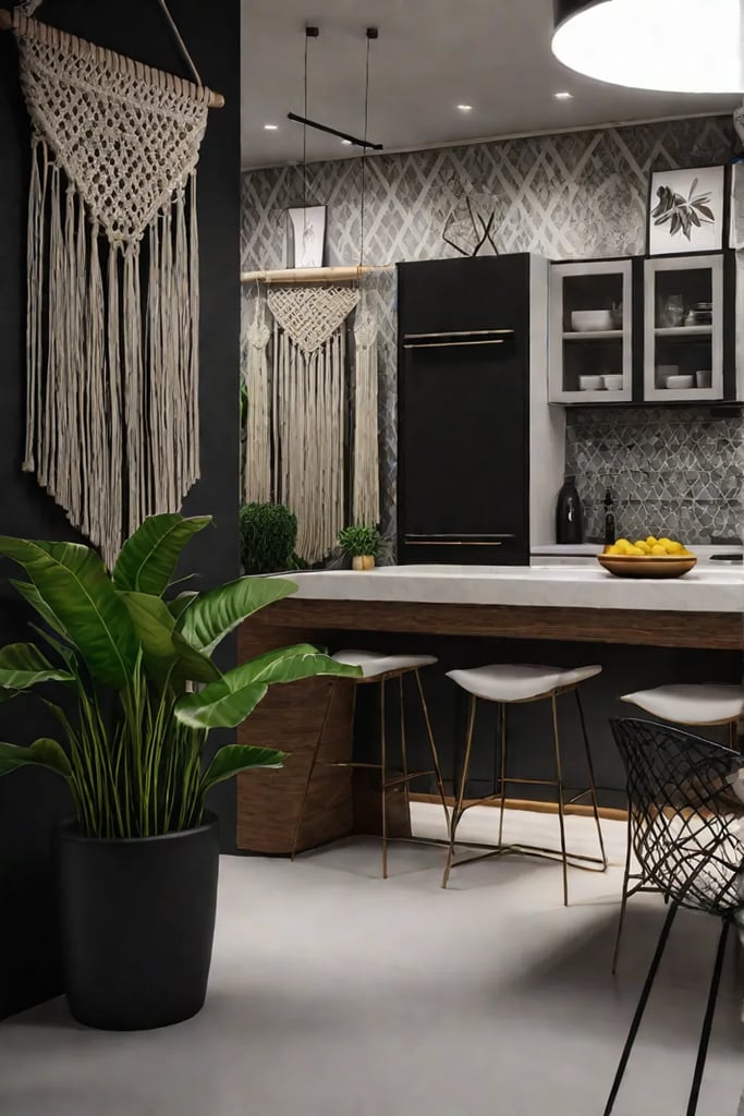 Macrame kitchen wall art