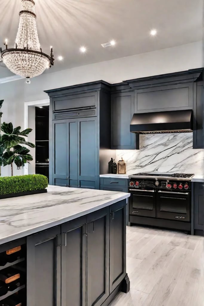 Marble backsplash upscale kitchen