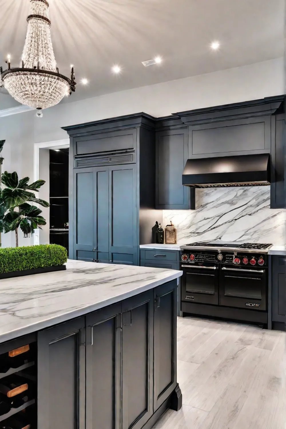 Marble backsplash upscale kitchen