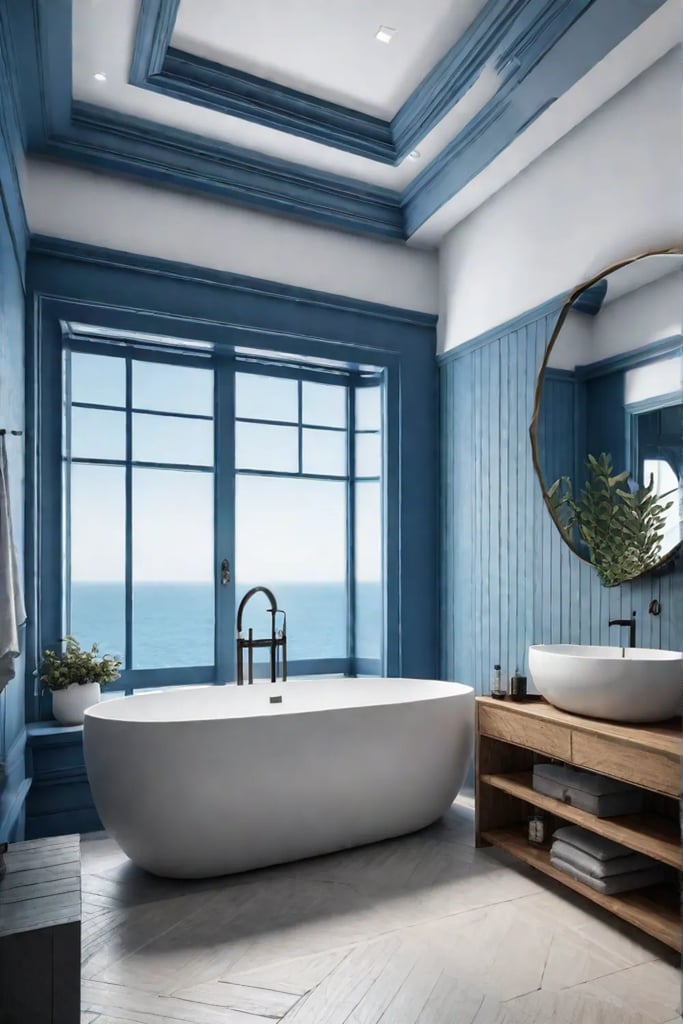 Minimalist bathroom with coastal elements