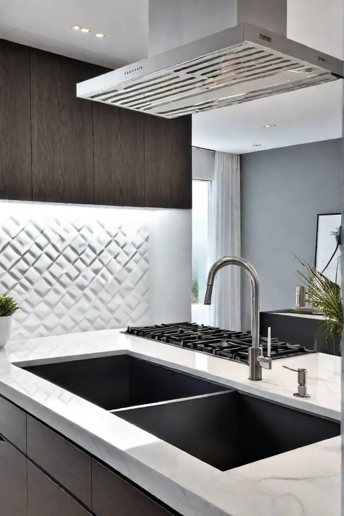 Minimalist kitchen backsplash solid colors