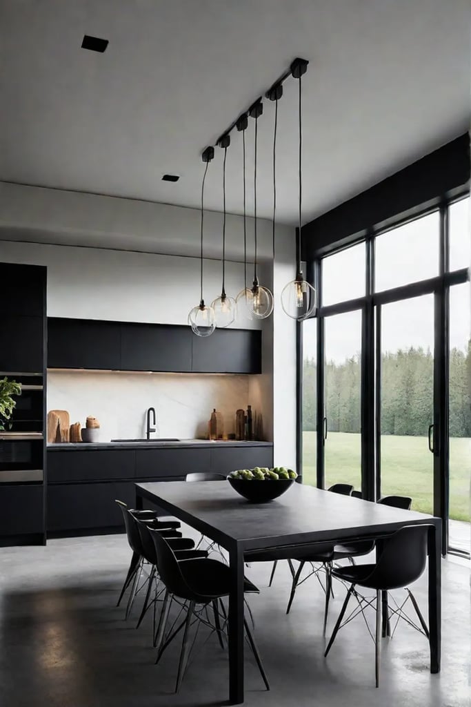 Minimalist kitchen with track lighting