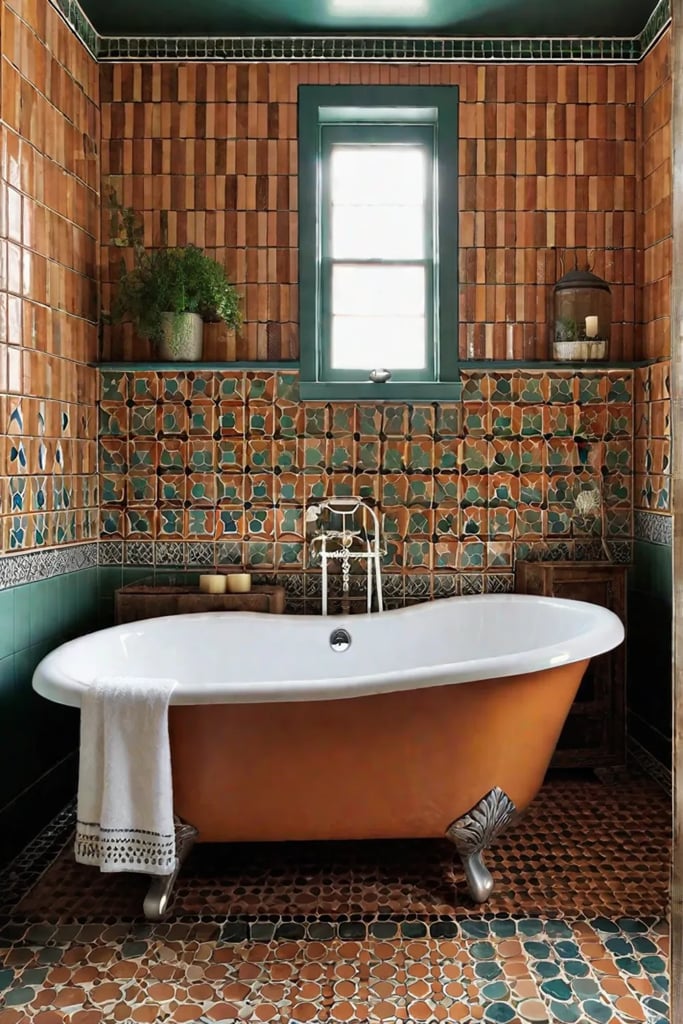 Modern bathroom with a mix of textures and patterns