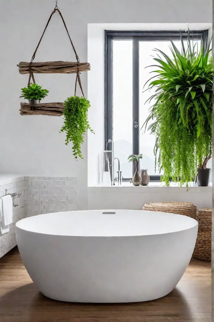 Modern bathroom with driftwood decor