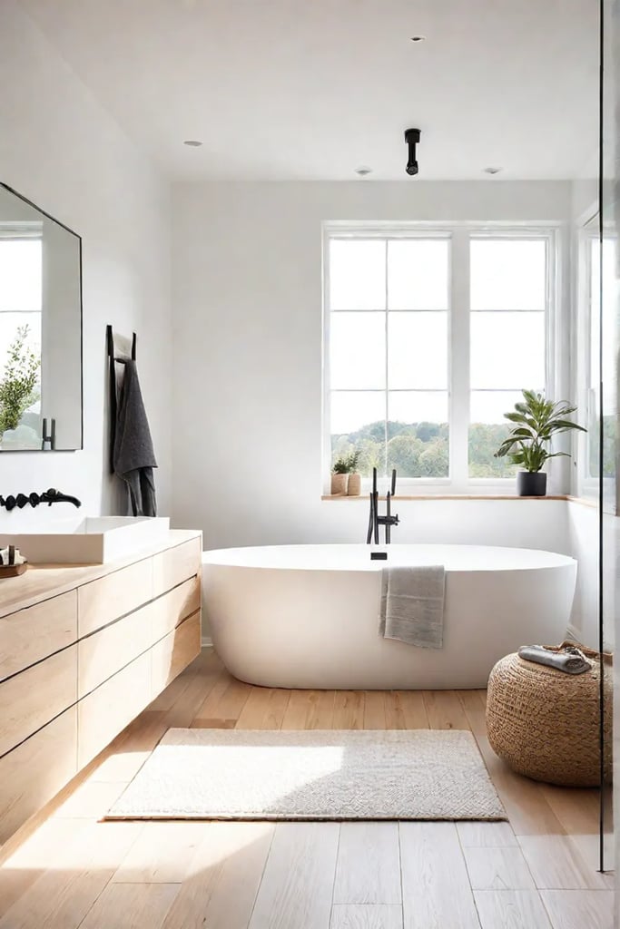 Modern bathroom with minimalist design and natural light