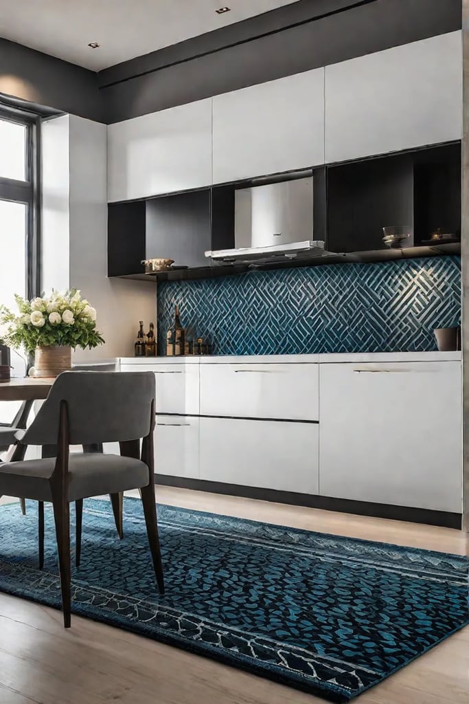 Modern kitchen with colorcoordinated living room