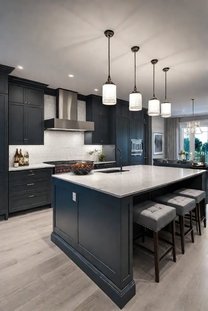 Modern kitchen with mixed lighting fixtures