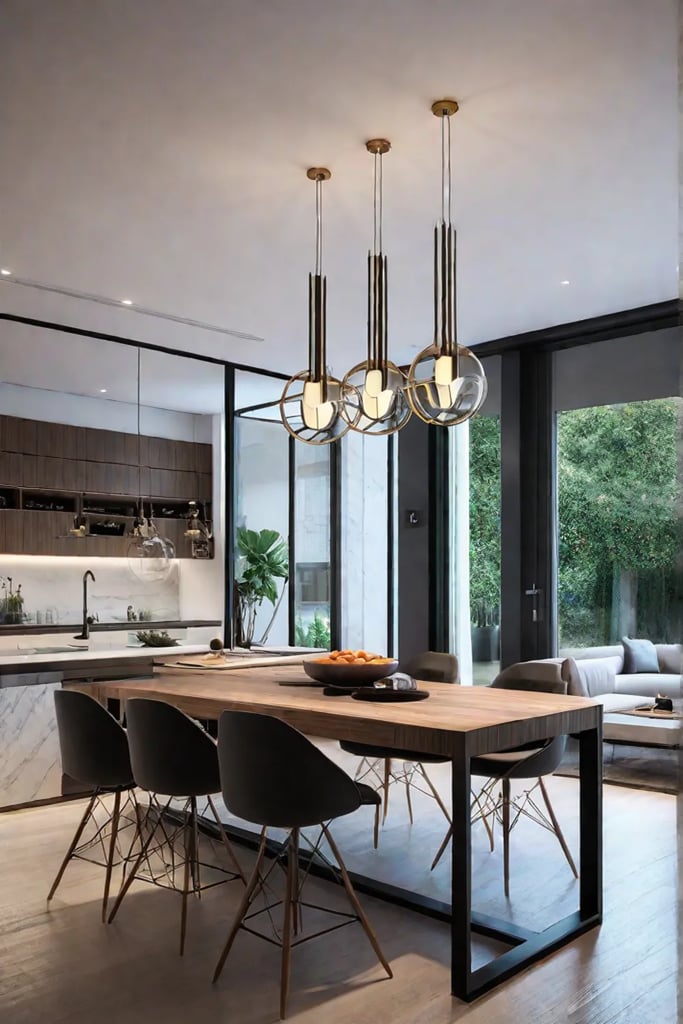 Modern kitchen with pendant lighting over island