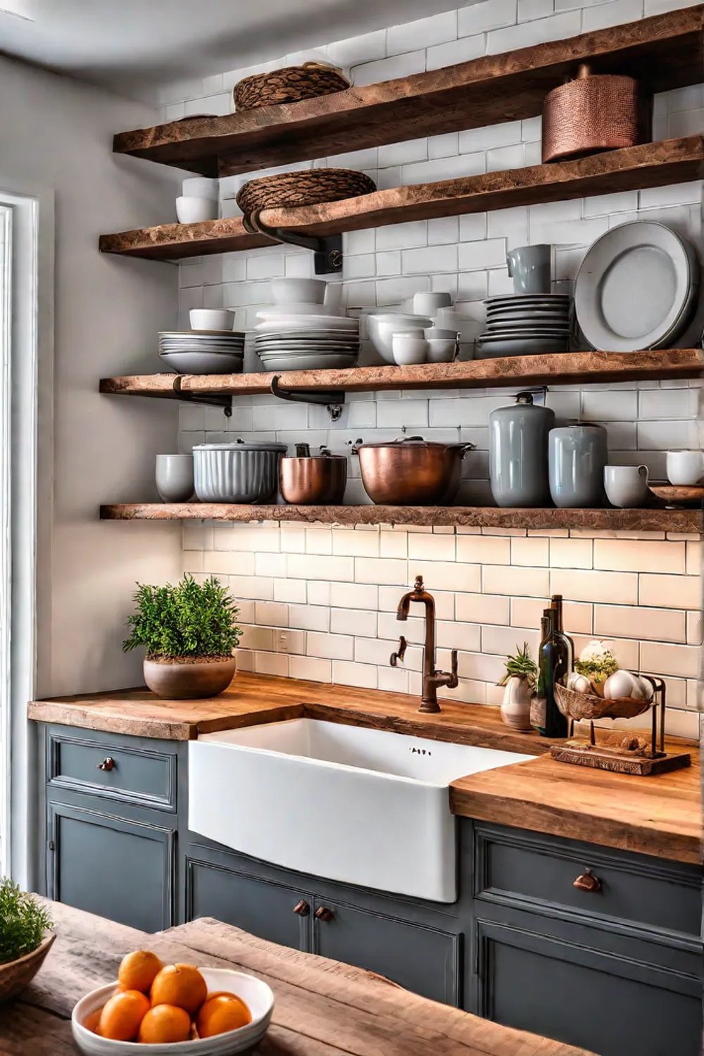 Natural stone countertops in a rustic kitchen