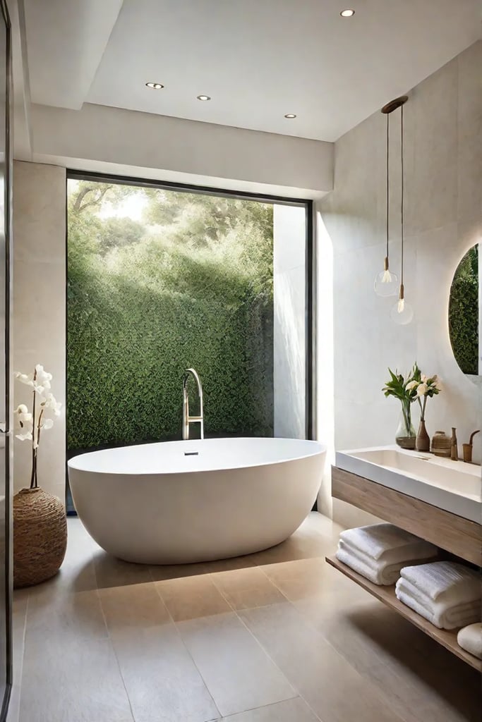 Neutral tones and natural materials in a harmonious bathroom