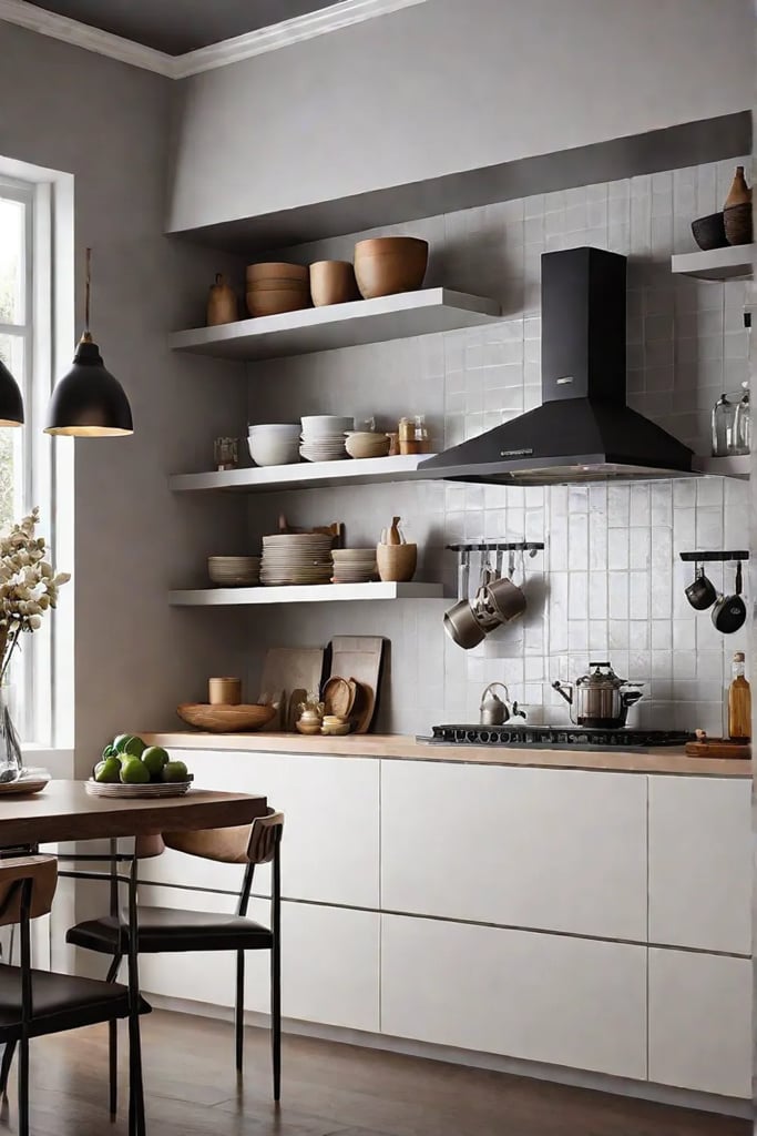 Open shelves kitchen decor spacious interior