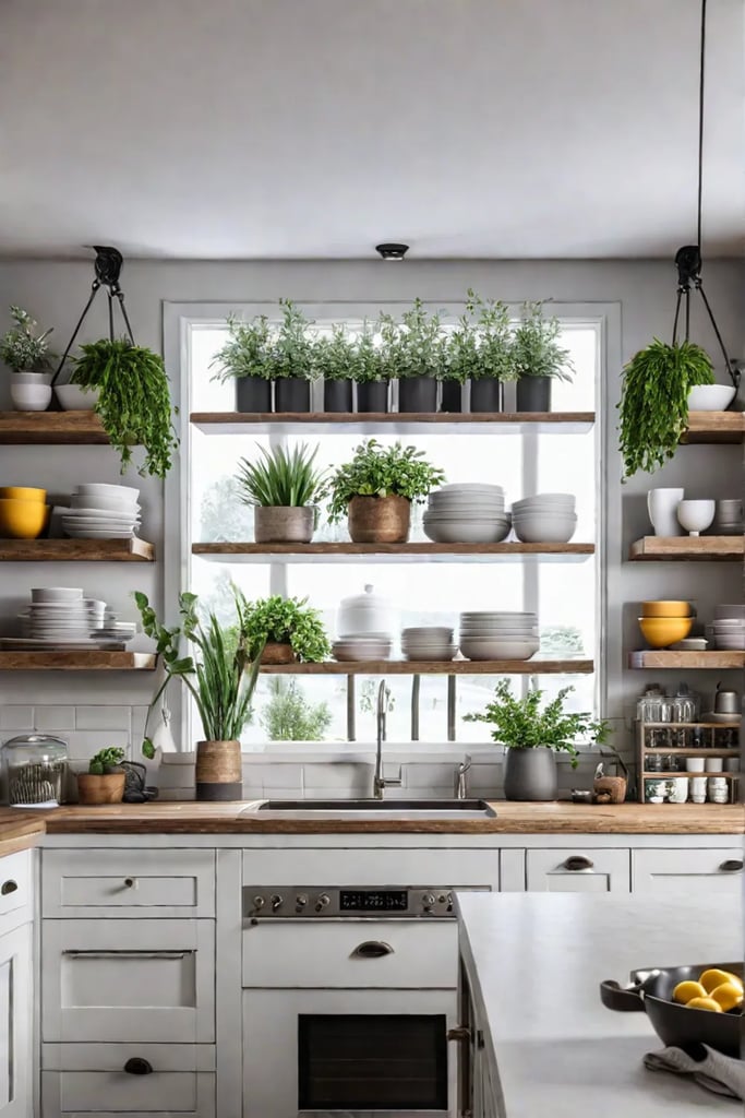 Open shelving farmhouse kitchen