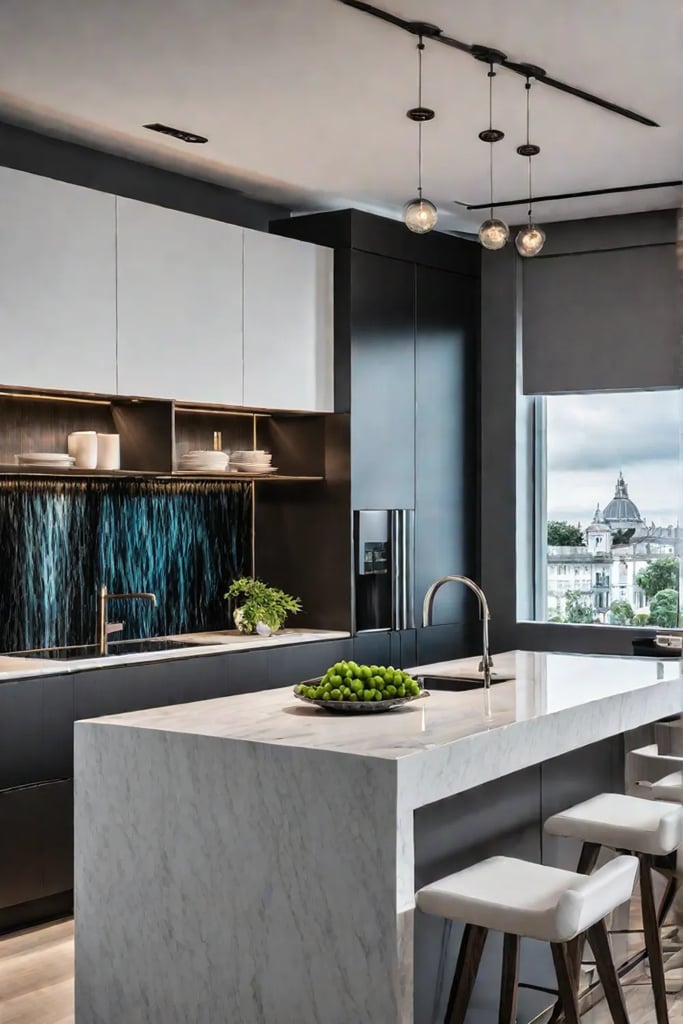 Openconcept kitchen with extended countertop