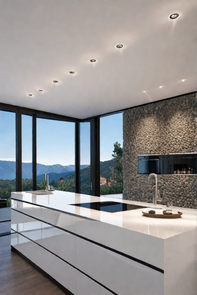 Pebble backsplash natural kitchen organic design