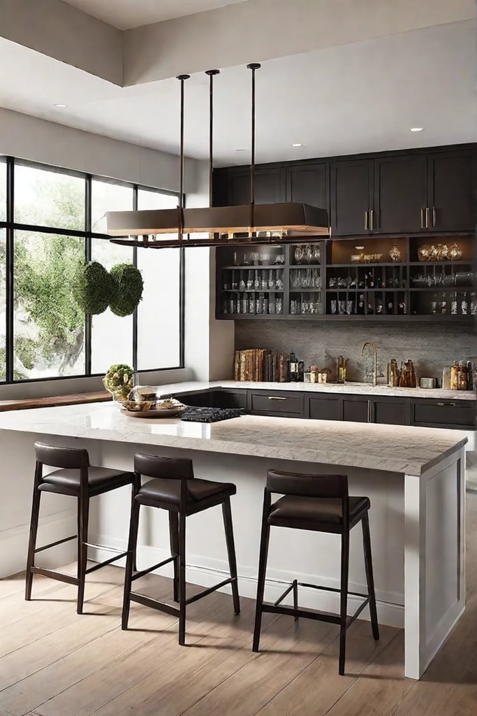 Peninsulastyle island extending from countertop