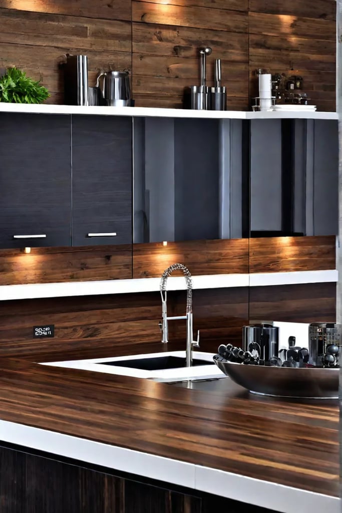 Reclaimed wood backsplash rustic kitchen sustainable design