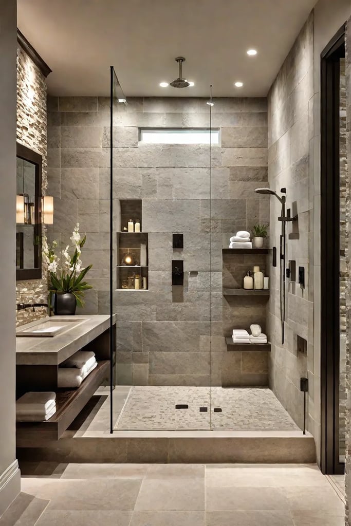 Relaxing bathroom ambiance with soft diffused lighting