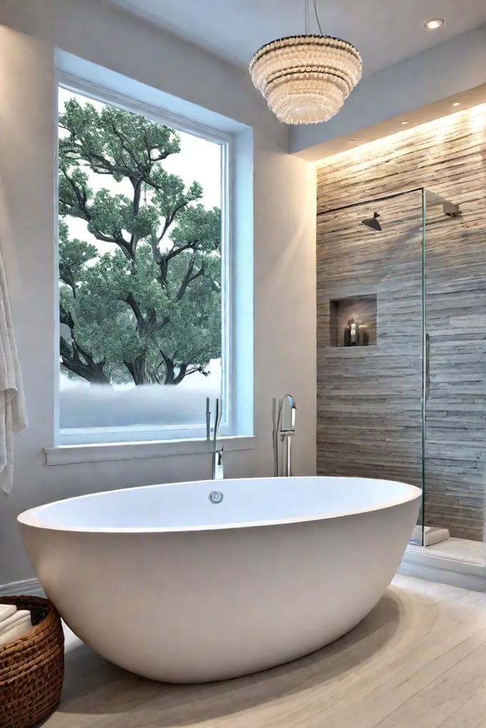 Relaxing bathroom retreat with coastalinspired decor