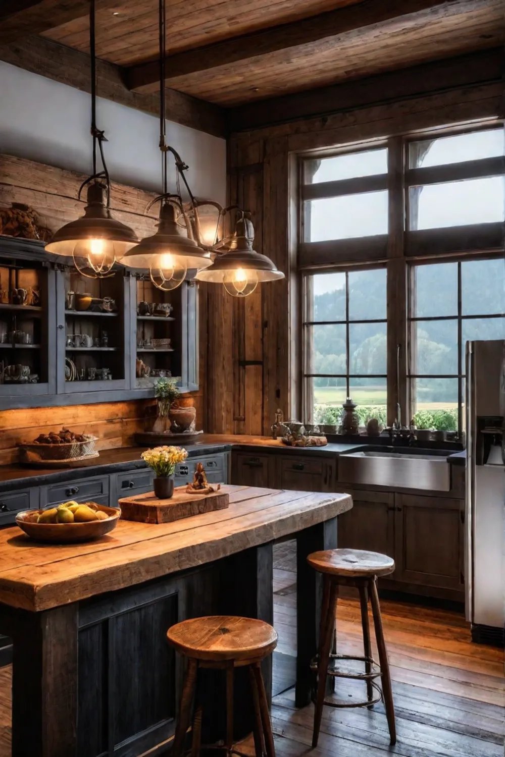 Rustic charm with reclaimed wood and vintage furniture