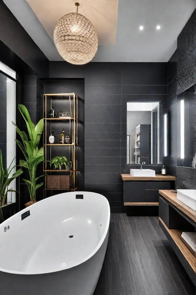 Sleek fixtures mixed textures luxurious ambiance