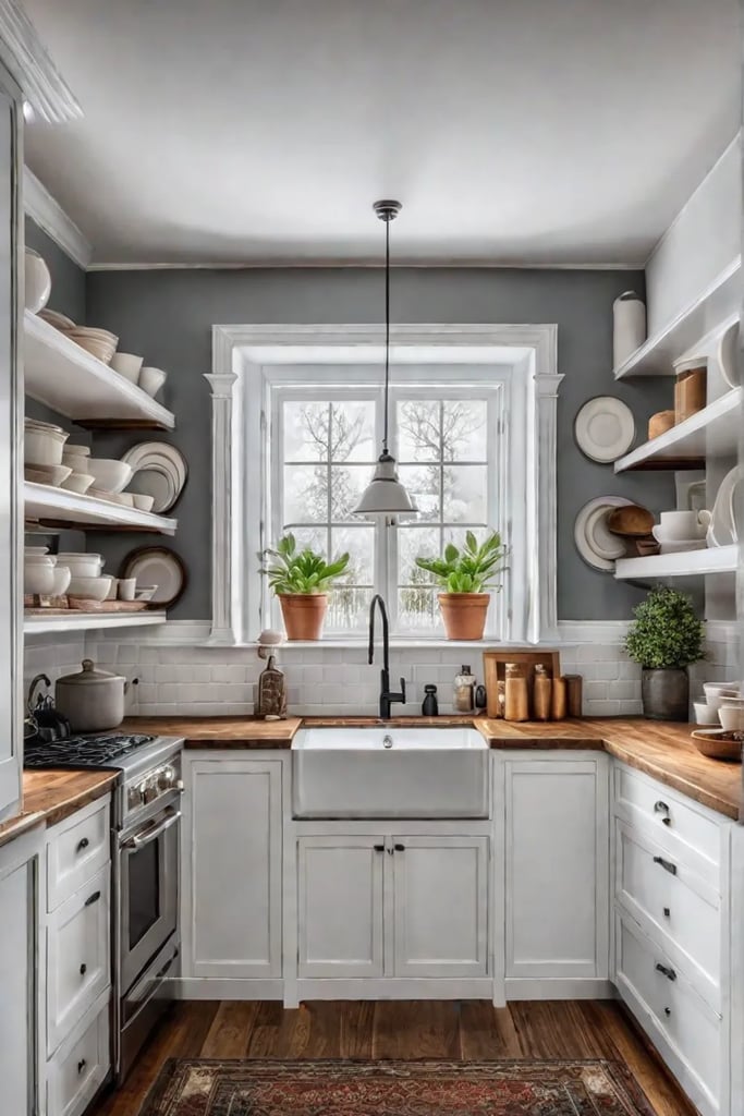 Small farmhouse kitchen bright and airy