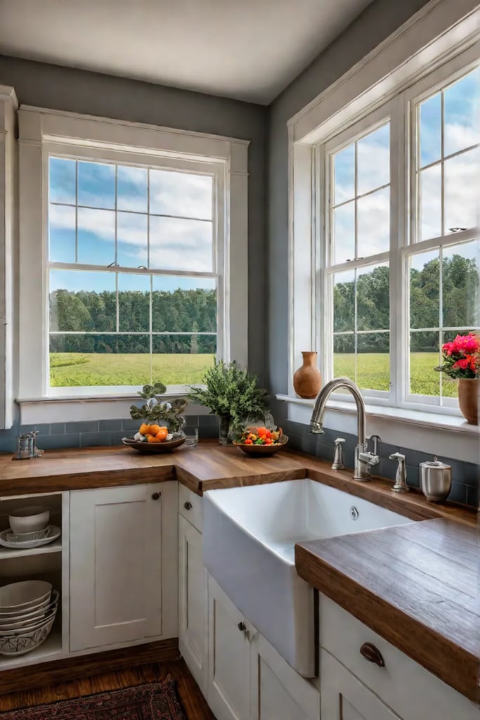 Small kitchen with a vintage farmhouse sink
