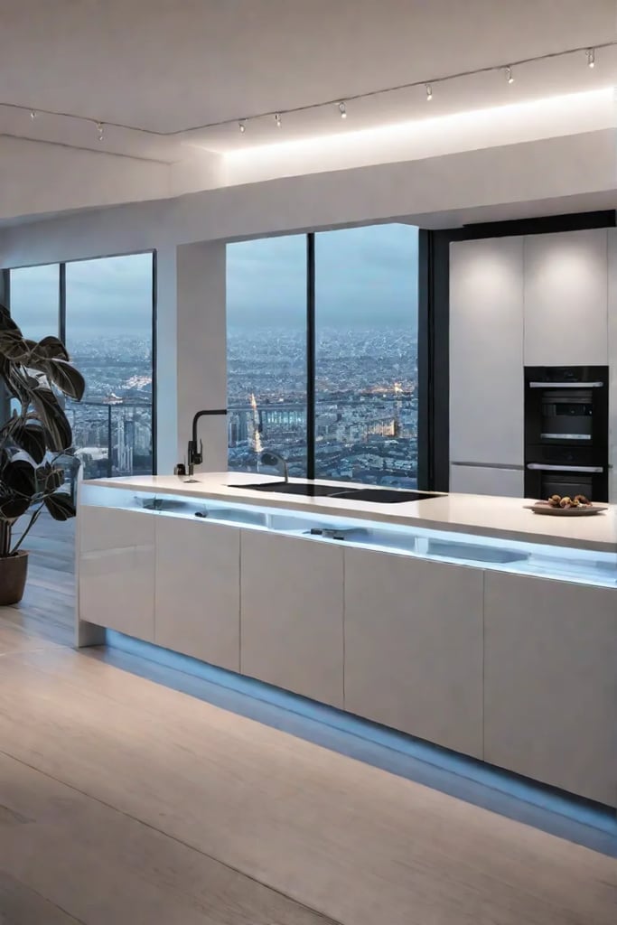 Smart kitchen with voiceactivated LED lighting