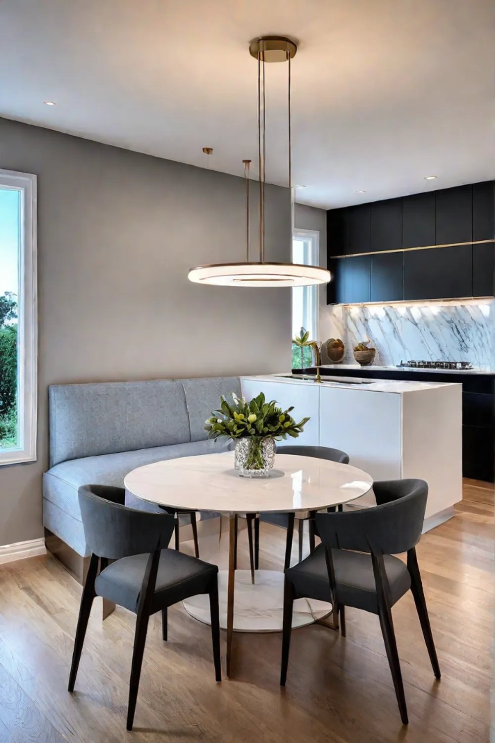 Stylish small kitchen with custom cabinetry and internal organizers