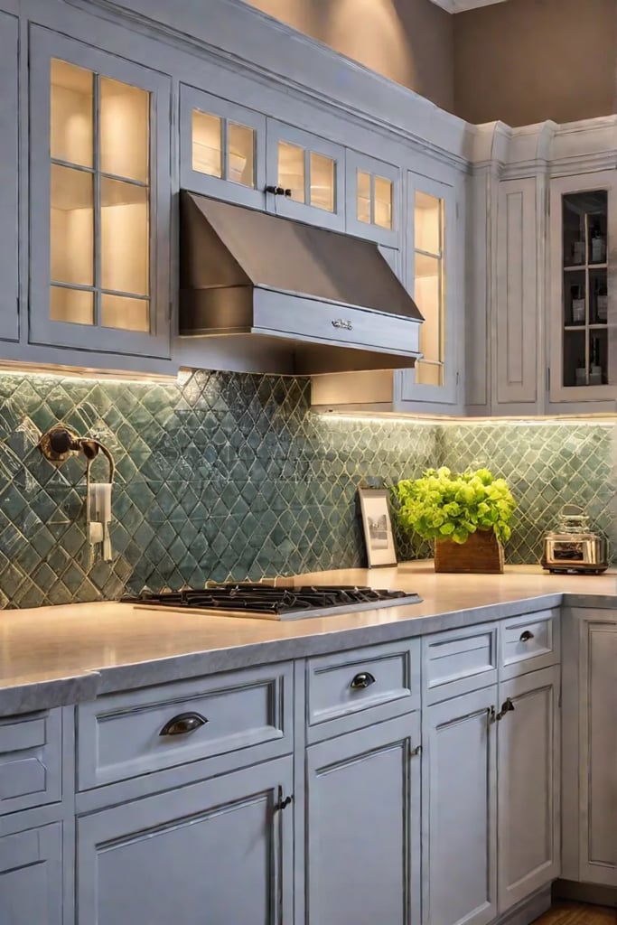 Traditional kitchen backsplash natural stone
