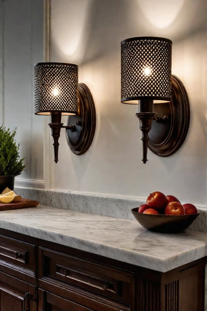 Traditional kitchen with decorative metal sconces