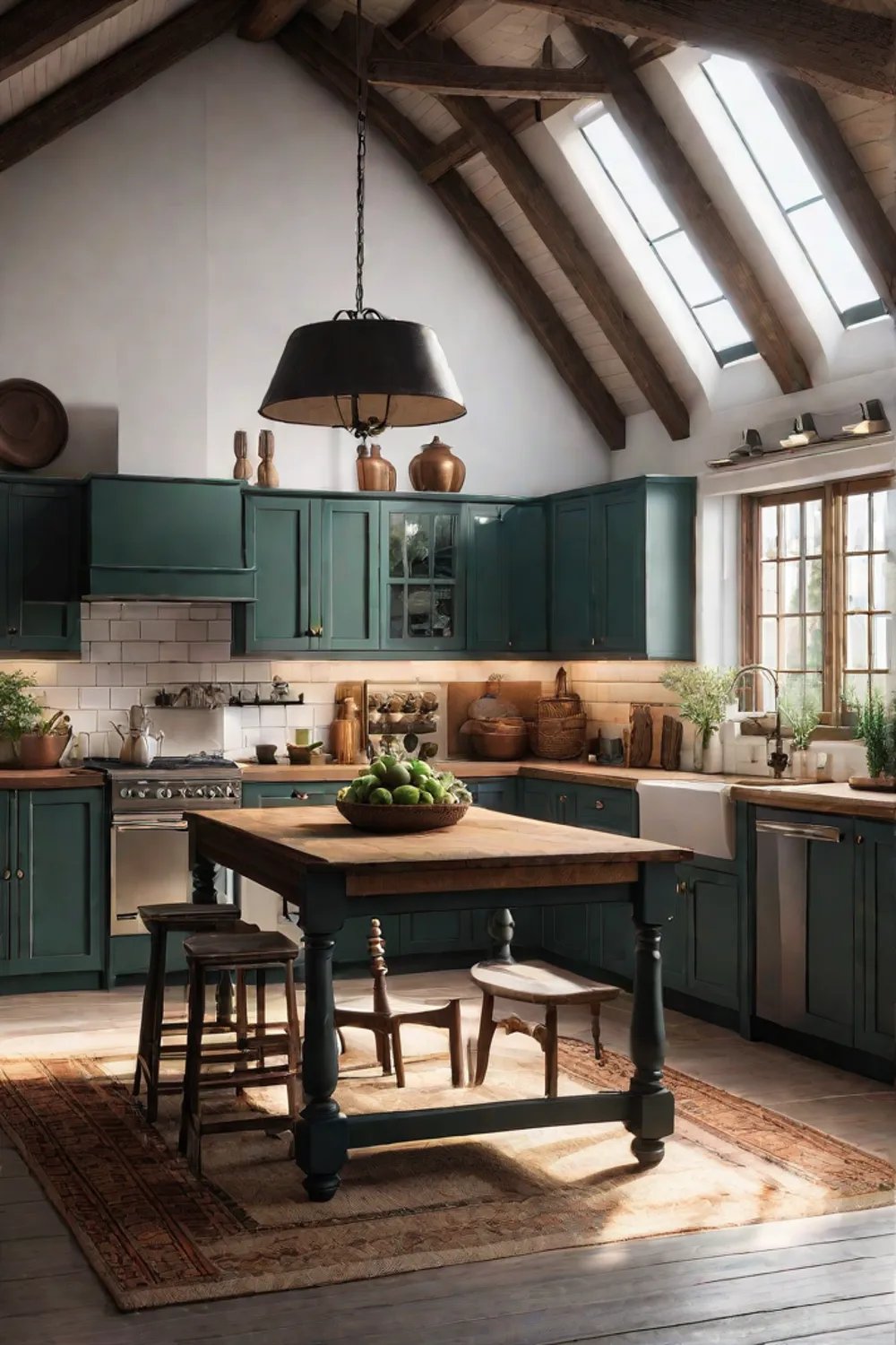 Vintage furniture in a farmhouse kitchen