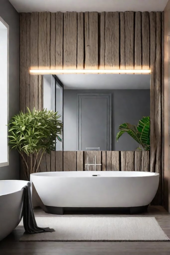 Zen bathroom with driftwood decor