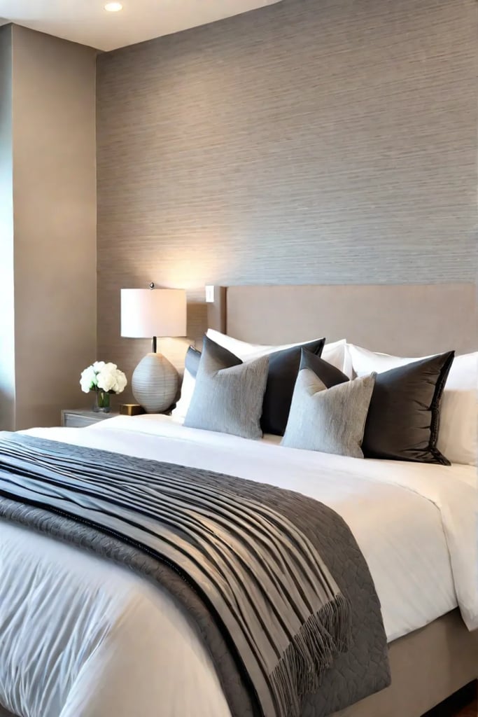 Bedroom with grasscloth wallpaper