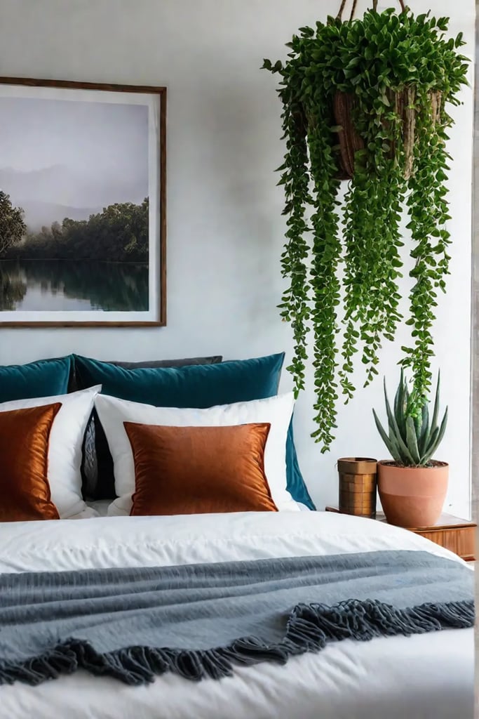 Bohemian bedroom with natural elements