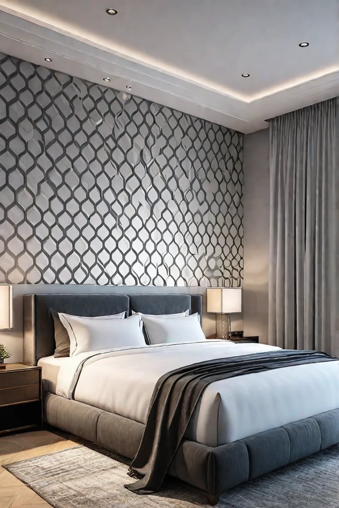 Bright and airy bedroom with gray tones