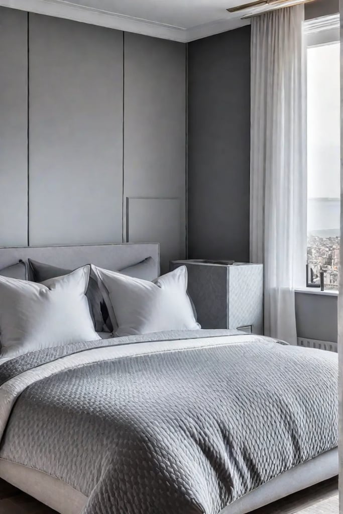 Calming bedroom with geometric patterns